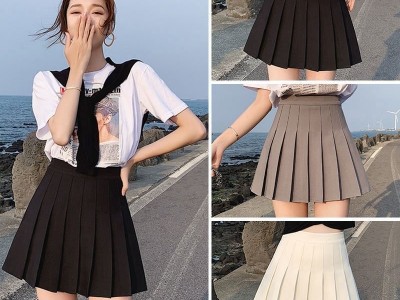 Sexy women short skirt cute female pleated skirt spring and autumn high waist solid color mini skirtpicture1