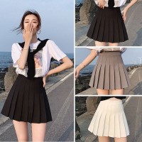 Sexy women short skirt cute female pleated skirt spring and autumn high waist solid color mini skirt