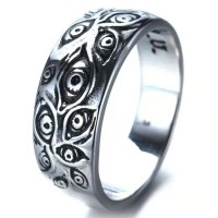 Punk Fashion Rings for Women Men Retro Hip-Hop Personality Ring Engraved Demon Eye Retro Hipster Rin