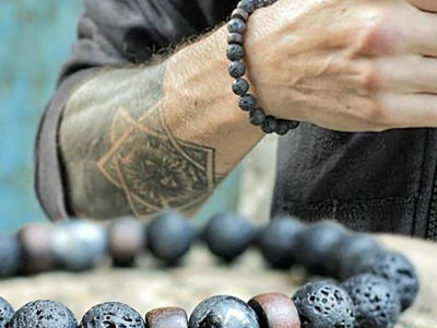 Volcanic Stone Bracelet for Men Lava Wooden 8mm Beads Bracelet Tibetan Buddha Wrist Chain Women Men&picture1