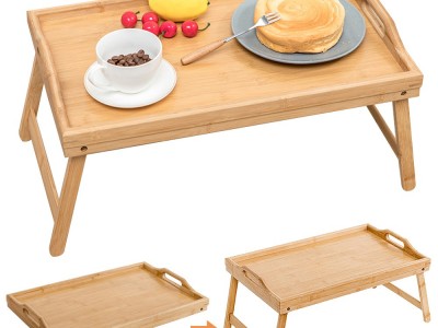 Portable Bamboo Wood Bed Tray Breakfast Table Computer Stand Laptop Desk Food Sofa Bed Serving Tray picture1