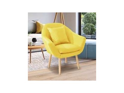 Cloth Single Seat Corner Sofa Chair Cotton Linen Nordic Style Upholstered Arm Chair with Pillow Armrpicture1