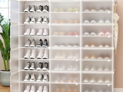 Cube Plastic Dustproof Shoe Cabinet DIY Multilayer Shoe Rack Storage Shoes Boots Organizer with Doorpicture1