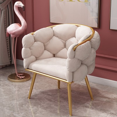 Light luxury fluffy sofa creative design velvet armchair Nordic leisure furniture waiting chair comfpicture1